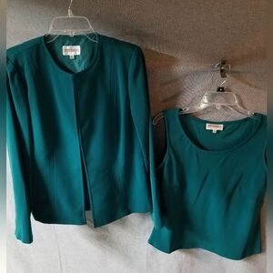 Blue Green Jacket And Sleeveless Top
